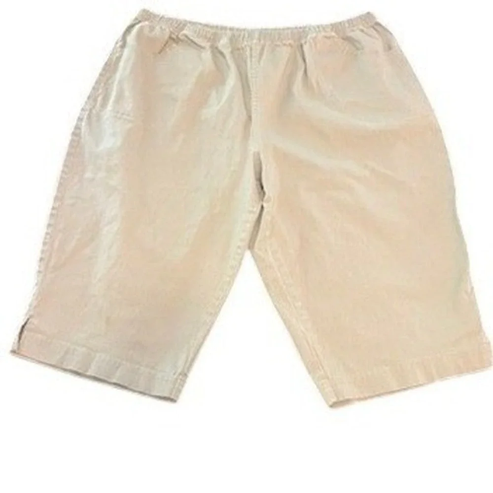 Croft & Barrow Womens Plus 3X Tan‎ Khaki Elastic Waist Bermuda Shorts Stretch
